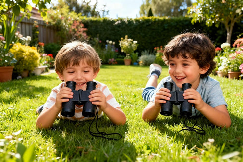 MAGIKON 4.6 3.5 inches Toy Binoculars with Neck String, Camping Birthday Party Supplies Nature Exploration Toys