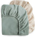 2-Pack 192 Count 28"x 52" mushie Extra Soft Muslin Fitted Crib Sheet | Thread | (Roman Green/Fog)