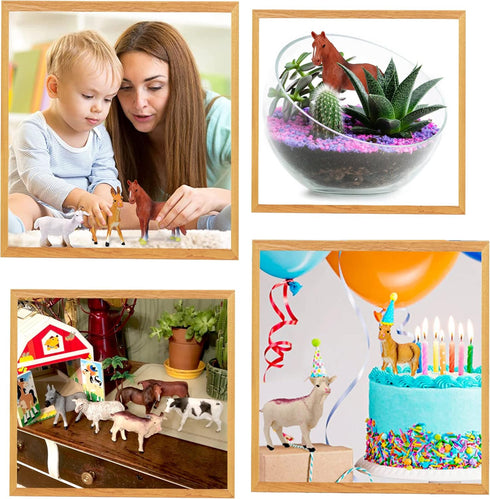8 Pcs Big Animal Figurines Toys, Realistic Plastic Farm Animals Playset for Kids Toddlers Educational Learning