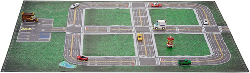 Drive N Learn Car Play Mat “My Home Town” City Town and Parking Lot for Kids, 57 x 42 Inch Vinyl Plastic