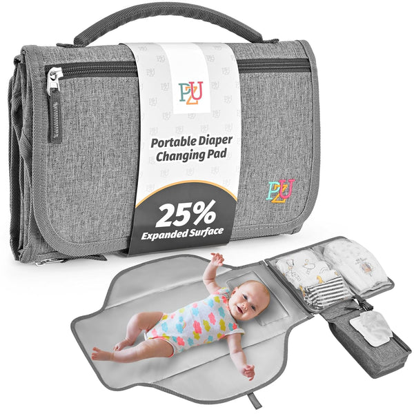PZU Portable Diaper Changing Pad - Changing Pad Portable with Wipes Pocket,
