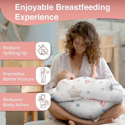 PILLANI Nursing Pillow for Breastfeeding & Bottle Feeding, Original Breast Feeding Pillow for Mom & Baby, Removable