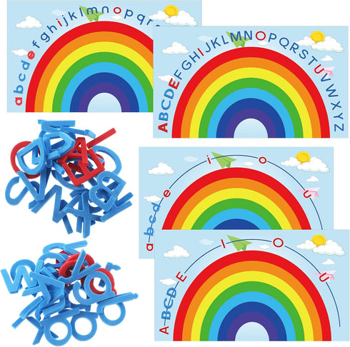 Geyee 2 Pcs Double Sided Rainbow Alphabet Arc Mats Colorful Foam Abc Letters