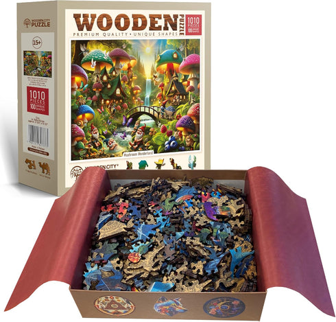 1000 1000 100 WOODEN.CITY Wooden Puzzle Pieces Mushroom Wonderland Premium Piece Wood Puzzle for Adults with Whimsy
