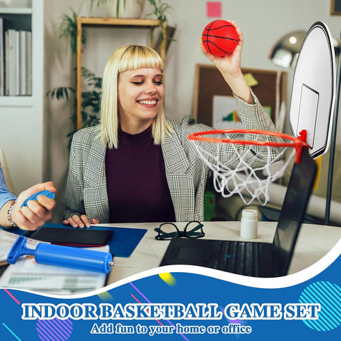 Meooeck 19 Pieces Trash Can Basketball Set - Clip on Hoop with Backboard & Mini Basketballs for Home