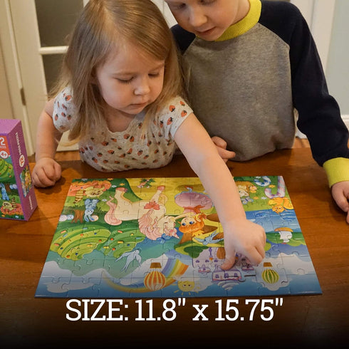 (72 Pieces) Kids Jigsaw Puzzles - Durable Toddler Puzzles for Kids Ages 4-8 - Princess and Unicorn Design with Thick Puzzle Pieces and Sturdy Box