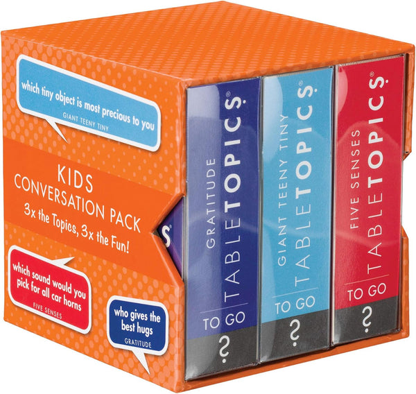 TableTopics Kids Conversation Pack - 120 Cards for Family Play Together, Boxed Set of 3 Topics