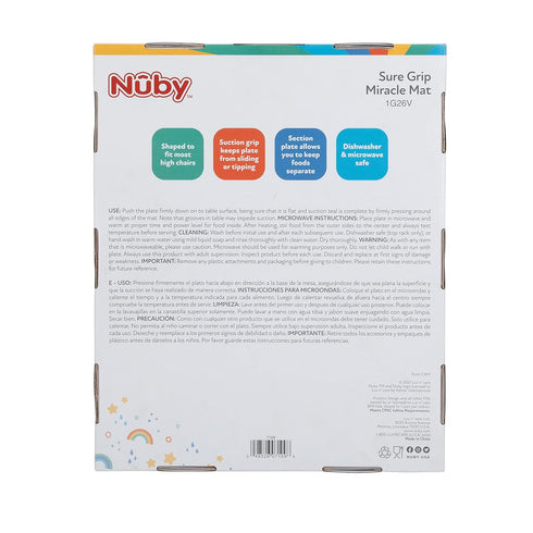 6 (Pack 2) Nuby Silicone Sure Grip Miracle Mat, Fits Most High Chairs, M+, Red