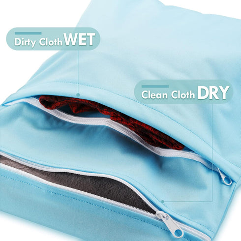 6 Pack Kenning Wet Dry Bags Waterproof Reusable Cloth Diaper Storage Pouches with Double Zipper Compartments