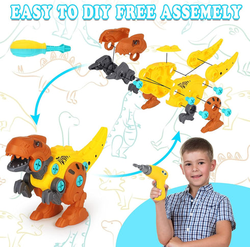 Take Apart Dinosaur Toys for Kids, Educational Construction Building Sets with Electric Drill Storage Box