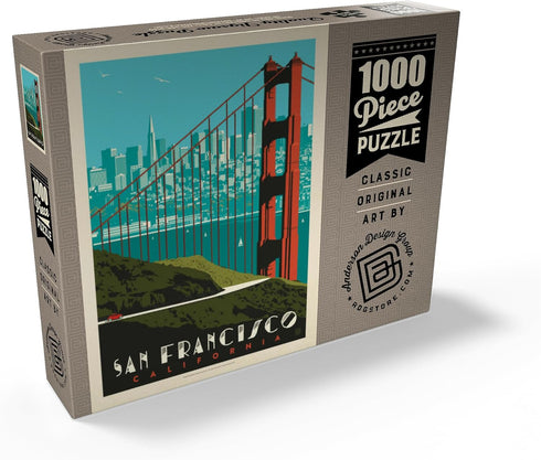 MyPuzzle San Francisco - Golden Gate Bridge Skyline Vintage Poster, Premium 1000 Piece Jigsaw Puzzle