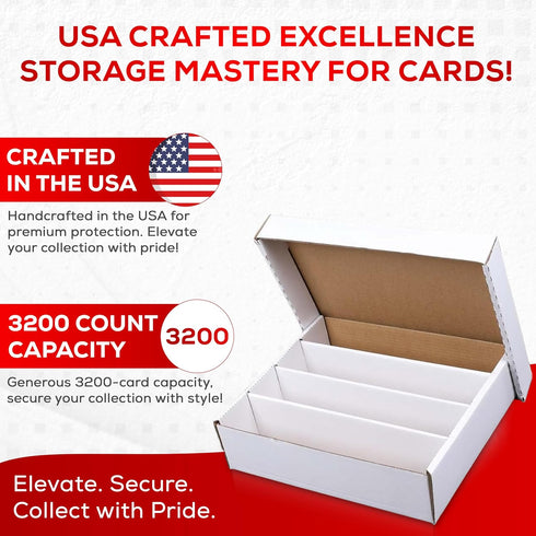 Premium 3200 Count Storage Box, 4 Row Monster for Trading Cards, 200 Pound Test Strength, Made in the USA