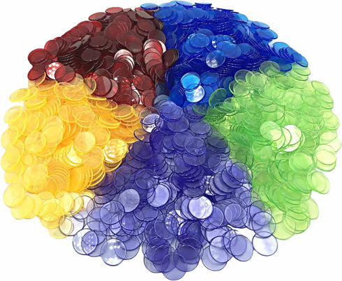 1000 Bingo Chips Markers Tokens - Plastic Discs for Bingo Game Set - Mixed Color