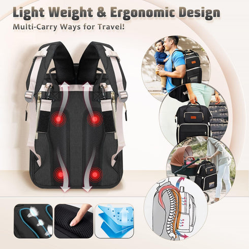 Bubblbay Backpack, 16 900D Diaper Bag Large Pockets Multifunctional Portable Baby Travel Bags for Boys Girls