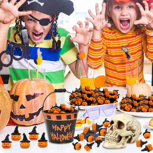 Pumpkin Erasers for Kids, 60pcs Halloween Bulk 3D Jack-O’-Lantern Mini Pencil Top Erasers