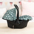 18" Bayer Design Reborn Baby Doll Car Seat with Sun Shade Canopy - Grey-Green Stars, Portable Doll Carseat for Dolls