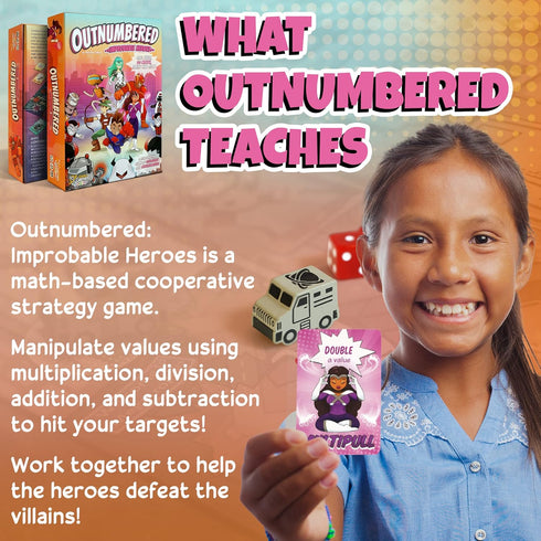 Outnumbered: Improbable Heroes Board Game - A Mensa Award Winning Superhero Math Game | Fun & Educational Game