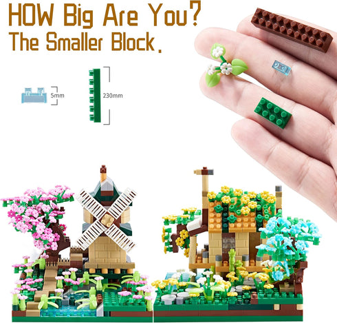 Four Seasons Flower House Botanical Collection, 4 Models Micro Mini Blocks Building Set for Kids and Adults