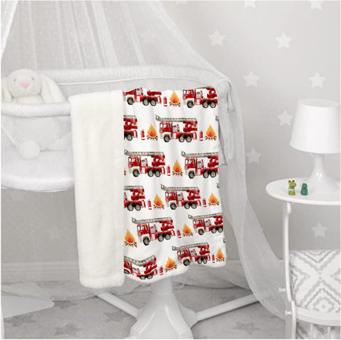 Fire Truck Fireman Baby Blanket, Super Soft Swaddle Cozy Receiving Blanket for Crib 40x30 in