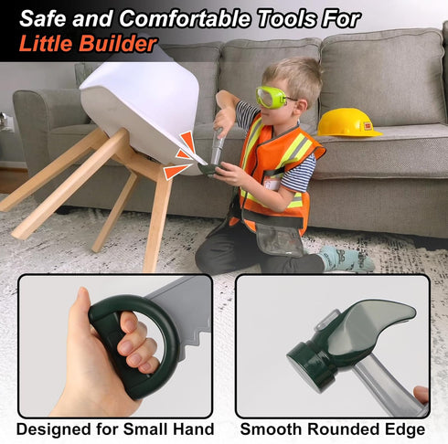 Set 3-5 Liberry Kids Tool for Boys Girls Years, Construction Worker Costume with Hat, Toddler Dress Up Toys