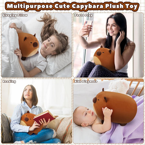 Capybara Plush Toys - 12'' Soft Plush Capybara Pillow, Cute Stuffed Toy, Doll Gift for Kids Girls Boys