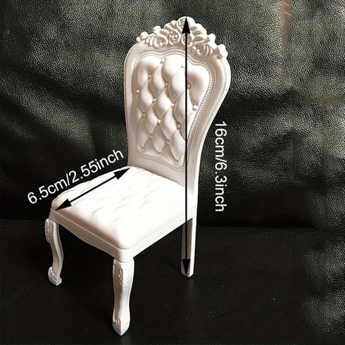 seteu 1:6 Set, Miniature Scale White Victorian Dining Table and Chair Dollhouse Furniture, Decorative Accessories