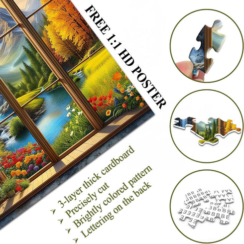 PICKFORU 1000 Season Piece Puzzle for Adults, A Year in a View Jigsaw Puzzles, Nature Art Mountain Scenery Puzzle as