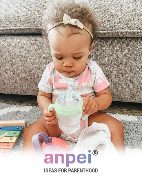 Anpei Straw and Sippy Cup Transitional Nipples - Set of 2 with Nipple Storage Case, Compatible with Comotomo