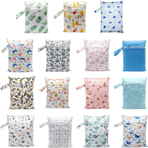 DIIOOMIEEU Cartoon Print Baby Diaper Bag Waterproof Wet Dry Nappy Zipper Handbag Large Capacity for Stroller & Travel