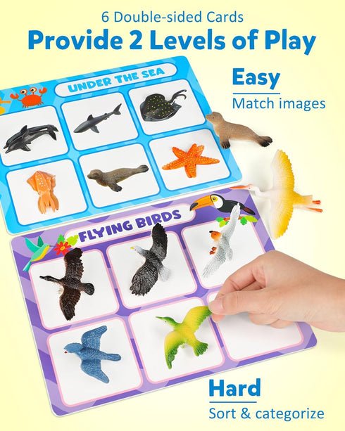Playset, 3 4 5 Coogam Sorting Toys for Toddles, Animals Figures Dinosaurs Birds Insects Cognition Matching Game Fine