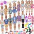 89Pcs Doll Clothes and Accessories for 12 Inch Boy Doll and 11.5 Inch Girl Doll, Seaside Wear Clothes and Shoes