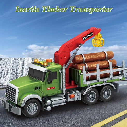 3 4 5 6 7 8 15 6 Mostop Logging Truck Kids Toy for Year Old Boys, Farm Log Truck with Loading Crane and Trunks, Lights
