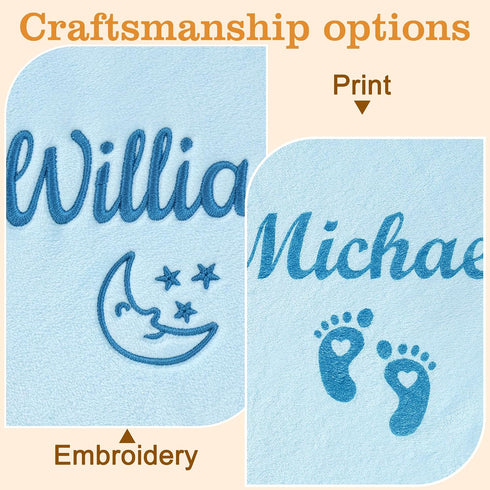 Blue(36" 36") Corissy Personalized Baby Blanket with Name, Custom Flannel Swaddle Blankets, Customized Embroidered