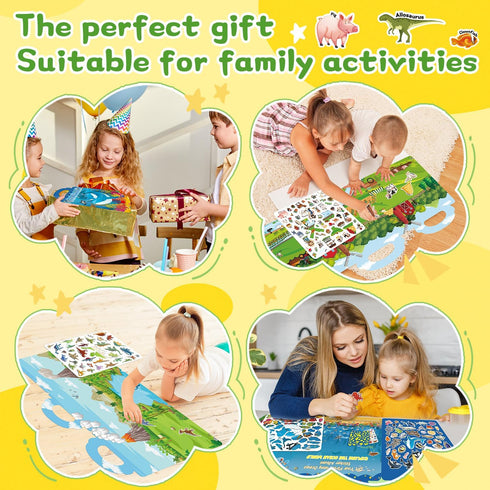 3-6, Reusable Jelly Sticker Books, Sticker Books for Toddlers, Stickers for Kids, Travel Toys for Children Toddler