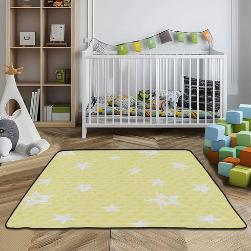 EtherSpher 50'' 50''alfombrilla Different Stars Baby Yellow White Soft Padded Baby Floor Play mat for Indoor Outdoor