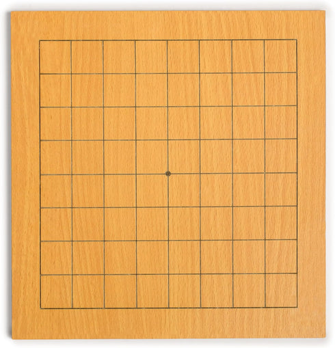 Yellow Mountain Imports Beechwood Veneer 9x9 Go Game Set with Single Convex Melamine Stones