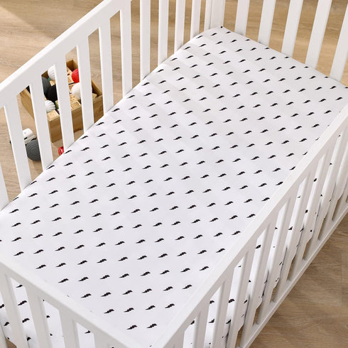 NoJo Lightning Bolt Fitted Crib Sheet, Black and White Nursery