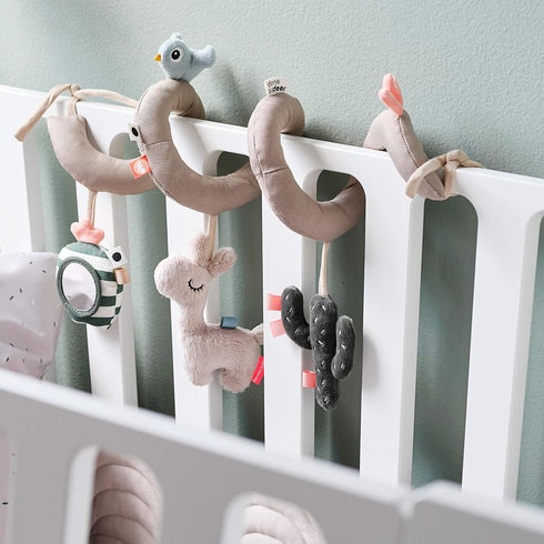 Done by Deer Car Seat Toys Hanging - Activity Spiral Sensory Baby Toy with Mirror with Sound & Crinkle Sounds
