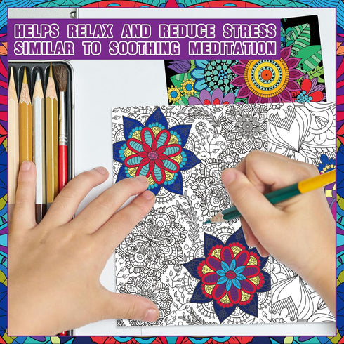 24 Liliful Pcs Mindful Coloring Book Bulk for Adult DIY Art Stress Relief Drawing Book with Relaxing Mindfulness