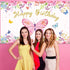 Tatuo Butterfly Happy Birthday Backdrop 6x4ft, Pink Butterfly Party Decorations for Baby Shower