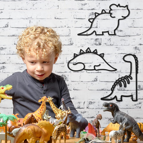 3 Pcs Dinosaur Wall Decor Dino Geometric Wooden Wall Art Nursery Room Decorations for Baby Boys Girls Toddlers Kids