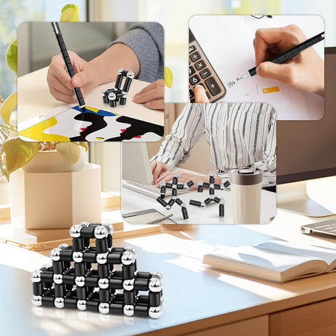 Magnetic Fidget Pen, Deformable Metal Stress Relief Gadget for Adults & Teens, Novelty Fidget Toy for Birthday