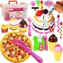 FUNERICA Play Food Goodies Set with Storage Box - Features Cutting Pizza,