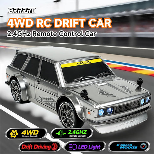 BRRRRT 4WD Car,1:24 Car,20KM/H 6+ High Speed RC Drift Remote Control Mini RC Drift Car with LED Lights,Adjustable High