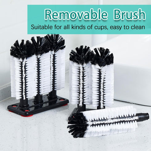Havawish 2 Pack 3 (7.3 3.7 10.4) Water Bottle Cleaning Brush with Suction Base, Head Bristle Bar Glass Washer for Sink