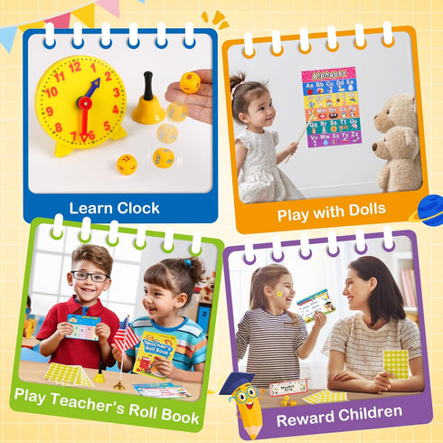 Playset, 5 6 7 8 9 10 11 12 13+ Alritz Pretend Teacher Role Pretend Play Kids School Toys Kit Include Map, Calendar