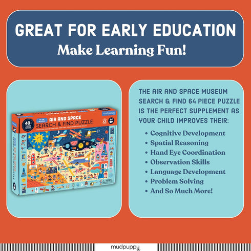 Mudpuppy Air and Space Museum - 64 Piece Search & Find Puzzle Featuring Aviation and Space Artifacts