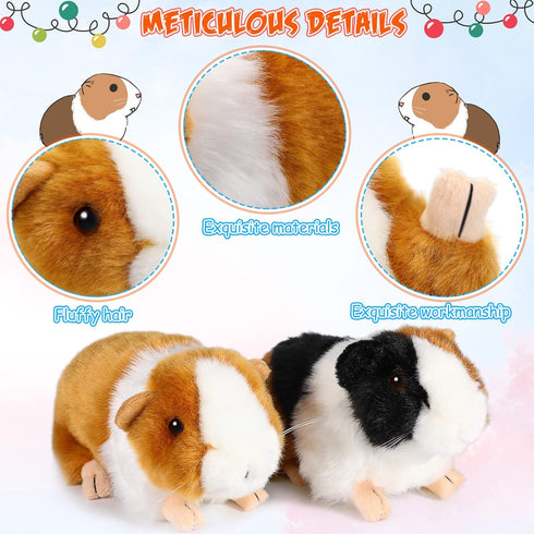 2 Pieces 8 Inch Cute Guinea Pig Plush Toys, Realistic Stuffed Animals for Boys Girls Themed Party Supplies