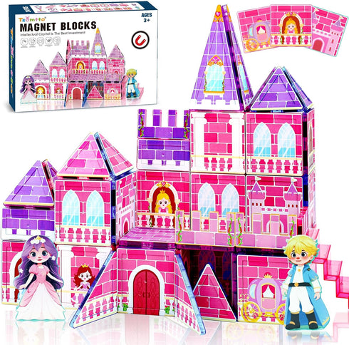 Tsomtto Magnetic Tiles for Girls - Princess Magnetic Blocks Building Toys for