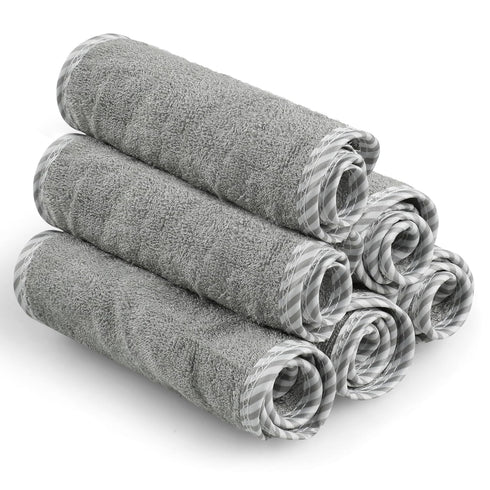 San Francisco Baby Washcloths for Newborn, Rayon from Bamboo, Soft Wash Cloths, 6 Pieces, Gray